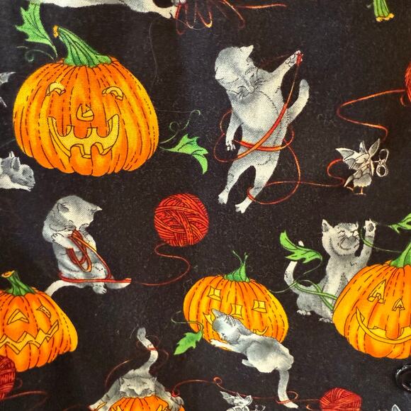 Halloween VTG Cat Pumpkin Tie Back Novelty Vest Spooky Season Fall - Picture 3 of 7